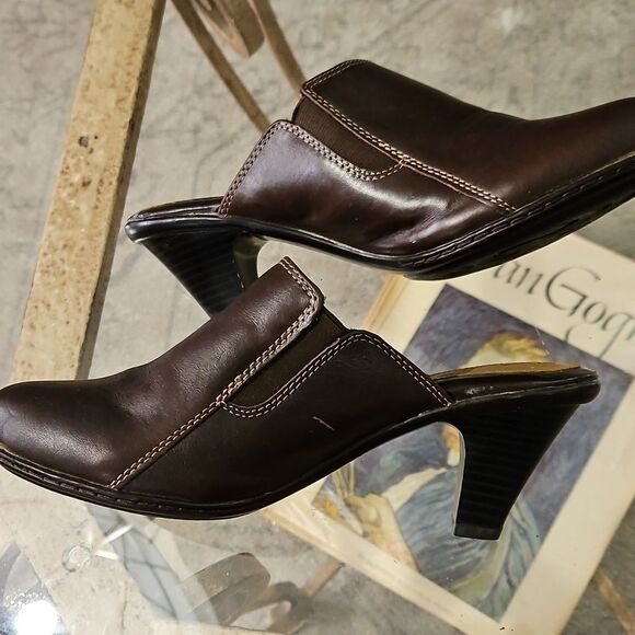 EuroSoft Brown Leather Women's Mules size 8 - Picture 10 of 11